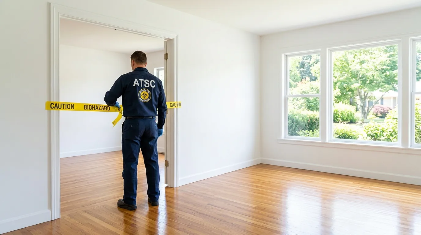 Certified biohazard cleanup crew performing Trauma Scene Cleanup in Del City